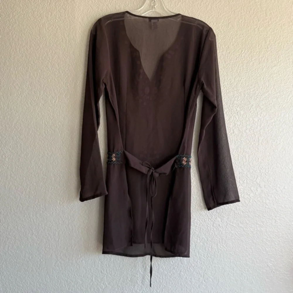 Cotton Express Y2K Sheer Embroidered Tunic Boho Fairycore Cottage Witch Top Sz M - Picture 10 of 13